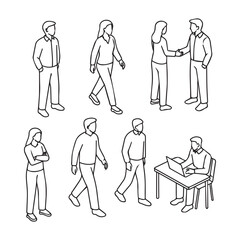 Isometric CAD People Outline Set