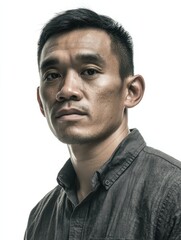 Obraz premium Medium shot portrait photography of a Vietnamese man in his 30s against a white background