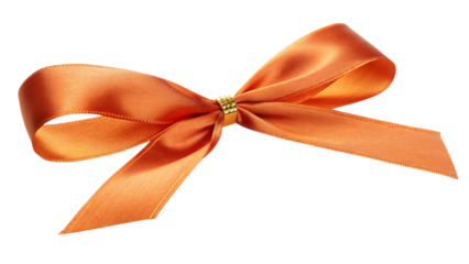 Festive orange satin ribbon bow with gold accent evokes warmth and celebration for gifting occasions