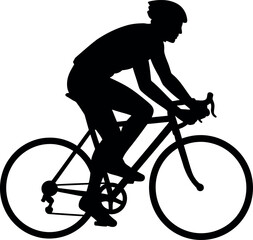 Cyclist silhouette road bike rider in motion
