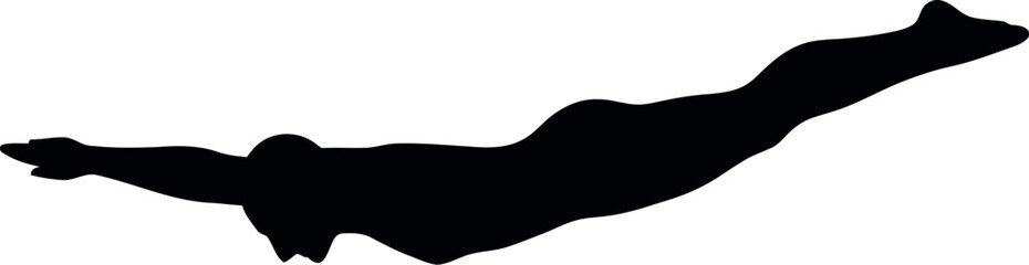 Silhouette swimmer diving