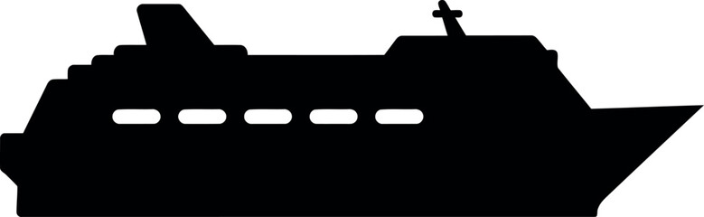 Cruise ship silhouette ocean travel icon