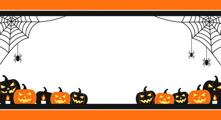 Spooky Halloween Pumpkins and Spiderwebs Festive Decoration Background