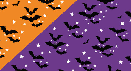 Fototapeta premium Whimsical Halloween Night with Bats and Stars