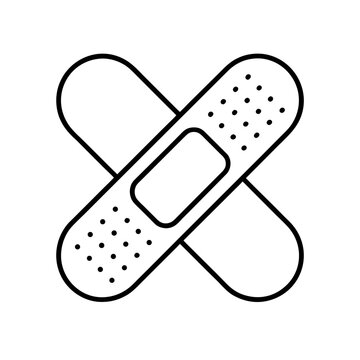 crossed bandages outline on white clip art preview