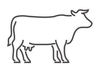 A minimalist bold line art cow silhouette - pictogram for labeling