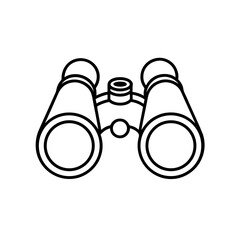 Minimal binocular icon in line art for tourism and journey visuals Vector illustration