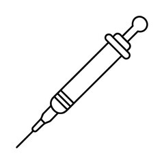 Fototapeta premium Syringe medical icon in line art style perfect for injection healthcare or vaccine visuals Vector illustration