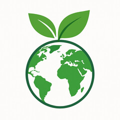 Green planet Earth with leaves, symbolizing environmental protection.