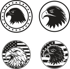 Collection of Patriotic Eagle Designs Featuring American Flag and Starry Borders a Symbol of National Pride and Strength