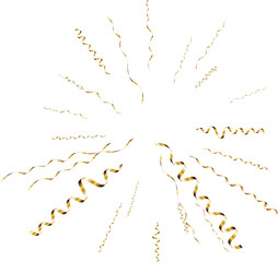 Serpentine explosion. Golden confetti ribbons frame design
