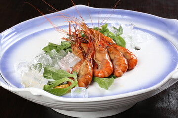 Chinese cuisine, Cantonese cuisine, chilled big head shrimp