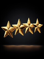 Obraz premium 5 star gold rating icon isolated on white background. Score ranking and review symbol for feedback and evaluation designs black background.