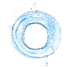 Water forming whirlpool on white background. Whirling fluid