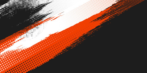 Abstract speed lines style orange color halftone banner design template. Vector illustration.