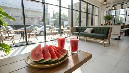 watermelon in a restaurant