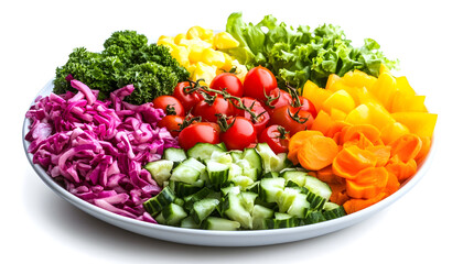 Vibrant and Fresh Salad Bowl with Colorful Vegetables on Isolated White Background