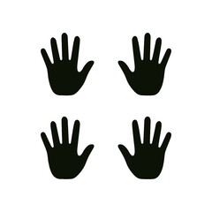 Obraz premium Four black handprints on a white background