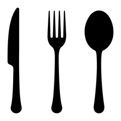 cutlery icon set with spoon fork and knife on transparent background