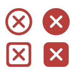 red cross mark icon set round and square symbols
