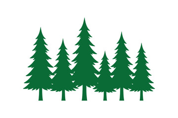 Obraz premium A stand of tall green pine trees against a white background