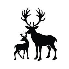 A silhouette vector of Elk and fawn