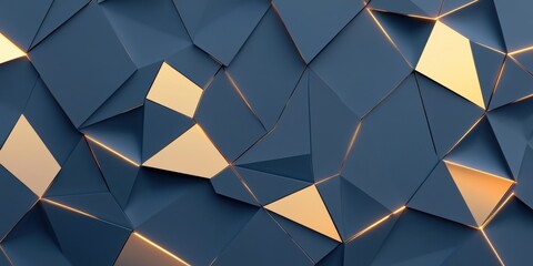 Abstract geometric background with modern polygonal design and luxury gold and blue pattern. Trendy surface texture for creative decor