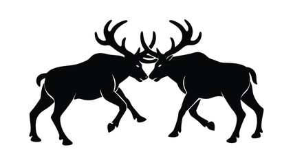Wrestler elk  silhouette vector