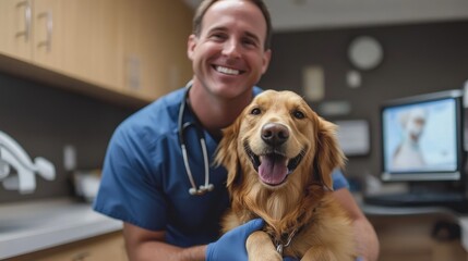 A Veterinary Professional Happily Cuddling an Extremely Adorable Orange Cat While Smiling with Delight