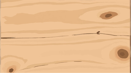 Wooden surface with natural knots and grain pattern. Wood texture. Wooden background. Vector illustration.