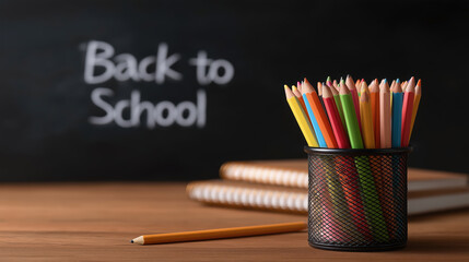 Back to school supplies preparation classroom photo indoor close-up