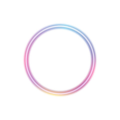 Glowing neon round lamp icon on transparent background in PNG format. Neon lighting round shape element.