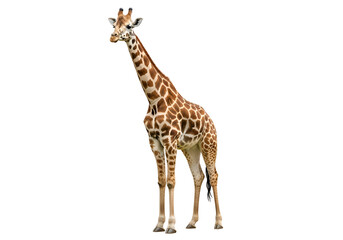 Obraz premium Full view of a giraffe against a black background.