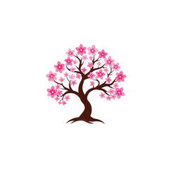 Obraz premium Cherry blossom tree icon on white background
