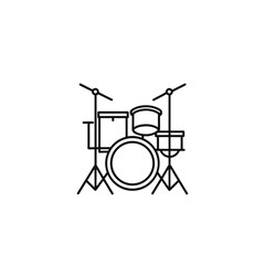 Outline drum set icon on white background