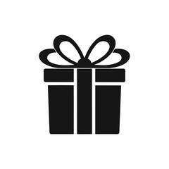 Gift box silhouette icon with colorful accents