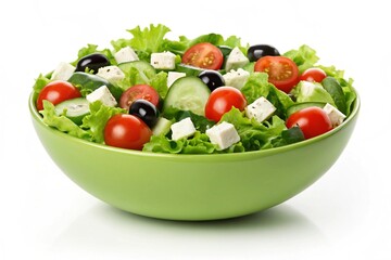 Fresh and vibrant salad in a green bowl offering a healthy meal option