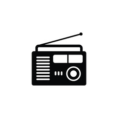 Retro radio silhouette icon for broadcast and music designs