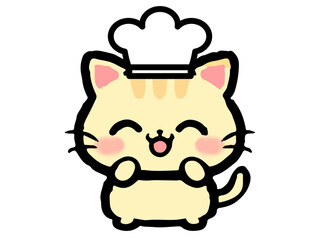 コック帽子をかぶったトラ猫シェフの落書き風イラスト素材2
