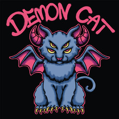 Demon Cat for streetwear illustration