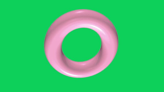 Dynamic pink torus rotating against vibrant green backdrop creating a mesmerizing abstract motion effect perfect for engaging visuals and contemporary design projects