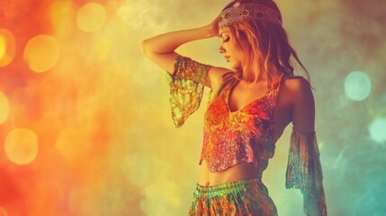 A Glamorous and Stunning Dance Performance Bathed in Colorful, Vibrant and Mesmerizing Light Effects