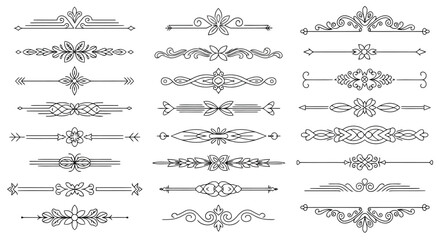 Ornate decorative flourishes and floral dividers ornamental lines vector