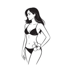 Woman swimsuit dress silhouette vector