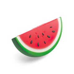 3D Stylized Watermelon Slices with Glossy Finish on a Transparent Background