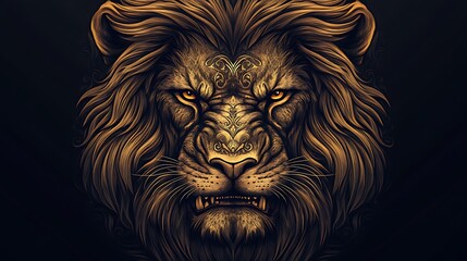 Obraz premium Magnificent golden lion portrait with intricate details a powerful image representing strength and pride photo