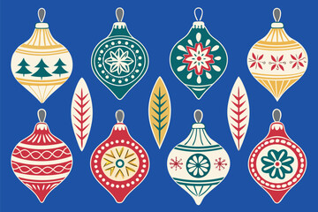 Vintage Christmas Ornaments with Geometric Patterns
