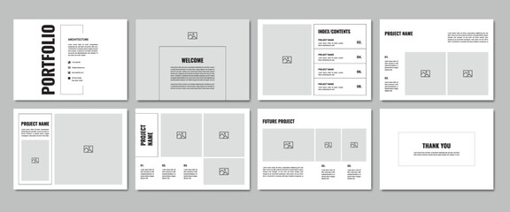 Modern Minimalist Architecture Portfolio Template | A4 Landscape Layout for Architects & Designers