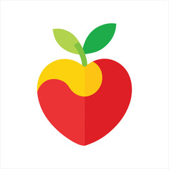 Apple with Heart Symbol Vector Illustration