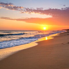 Obraz premium Beautiful sunset over ocean beach